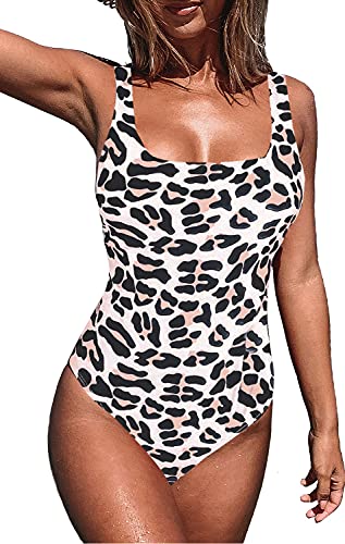 JFAN Traje de baño de una Pieza para Mujer Sexy Traje de baño con Cuello en U Profundo Estampado de Serpiente de Leopardo Moda Sexy Halter Halter Bikini de una Pieza(Leopardo Negro,L)