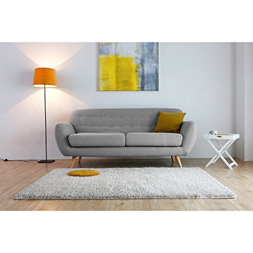 JFB - JFB Le Folke - Sofá escandinavo de 3 plazas, poliéster, Gris, 197 x 82 x 84 cm
