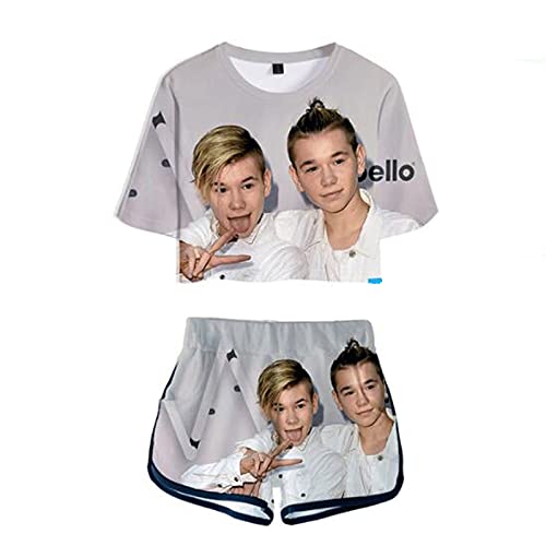 JFLY Marcus and Martinus 3D Impreso Sexy Conjunto De 2 Piezas Conjunto De Mujer Conjunto Feminino Top Corto Y Pantalones Cortos Conjunto De Dos Piezas Trajes A Juego