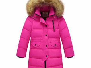 JIANYE Chaquetas Plumas Niño Niña Chaqueta Invierno Caliente Abrigo Chaqueta Unisex Abrigo Invierno con Capucha Rose Red 120