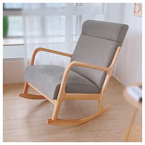 JIAX Sillón Mecedora para Dormitorio, Nuevo Sillón Mecedora Relax, Sillón con Reposabrazos Y Cojines con Estructura De Madera, Mecedor De Tela Mid-Century para Sala De Estar, Balcón, Oficina