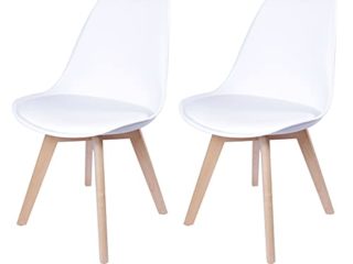 JIJIAN 1 Juego de 2 Sillas de Comedor, Sillas de Estilo Nórdico, Pata deMadera Mciza, Usos para Comedor, Sala de Estar, Cuarto, Cocina, Sala de Reunión, etc. (Blanca)