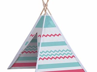 John 77204 Tipi, Carpa para Juegos, Blanco, Rosa, Turquesa y Natural