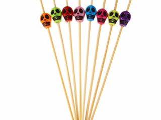 jojofuny 100 Pzas Palillos de Cóctel de Calavera de Halloween Palillos de Madera Palillos de Dientes Brochetas de Fruta Decorativas para Navidad Fiesta de Halloween Suministros de Favores
