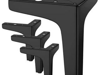 JOLIGAEA 4 Piezas 10cm Patas para Muebles, Capacidad de Carga Muy Alta, DIY Muebles Metal Patas de Mesa gabinete, Armario, gabinetes de TV, cajones, mesita de Noche, con Tornillos,Negro