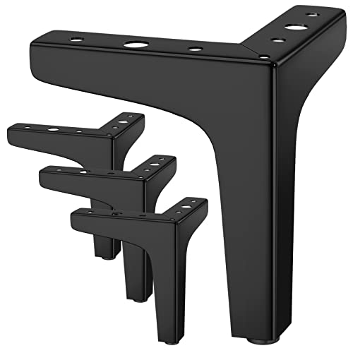 JOLIGAEA 4 Piezas 15cm Patas para Muebles, Capacidad de Carga Muy Alta, DIY Muebles Metal Patas de Mesa gabinete, Armario, gabinetes de TV, cajones, mesita de Noche, con Tornillos,Negro