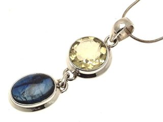 Joyas de piedras preciosas cianita limón cuarzo amarillo colgante plata 925