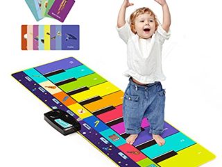Joyjoz Alfombra Musical de Piano con 100+ Sonidos, Alfombra de Baile 4 Modos, Alfombra de Teclado para Niños Instrumentos Juguetes Musicales para Niños Niñas 1 a 5 Años (110*36CM)