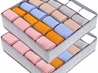 joyoldelf 2 Paquetes Textil organizadores cajón divisores, 24 Celdas Plegable Ropa Interior Cajas de Almacenamiento para almacenar Calcetines, Bufandas, Sujetador