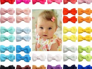 JOYOYO 50 pinzas para el pelo de bebé de 2 pulgadas, mini lazos de cinta, pinzas antideslizantes para el pelo de bebé, pinzas pequeñas para el pelo para bebés, niños pequeños