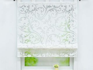 Joyswahl Jessica - Estor con trabillas de devoré, Poliéster, viscosa., Blanco, BxH 120x140cm