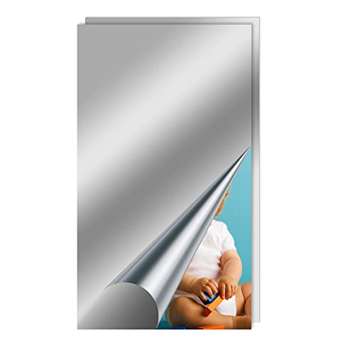 Juego de 2 espejos de pared sin marco para baño, hogar, maquillaje, pared, espejo de cristal, espejo de gimnasio, dormitorio, sala de estar (2 unidades, 15.7 x 25.6 pulgadas)