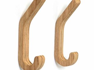 Juego de 2 ganchos de pared de madera, minimalista, resistente, organizador de pasillo, perchero, fácil de instalar, ganchos individuales