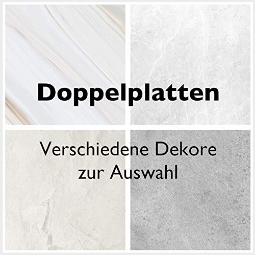 Juego de 2 paneles decorativos para pared de ducha, solución de esquina, revestimiento de pared, panel trasero de ducha, diseño de piedra, mármol, arena, placa de plástico (2 x Deep Ivory)