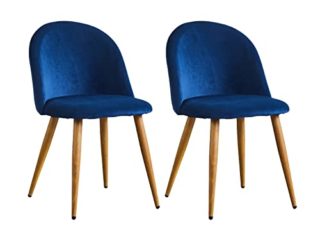 Juego de 2 sillas de comedor CLIPOP en terciopelo con respaldo, estructura de madera y patas de metal robustas, para sala de estar, cocina, oficina y restaurante