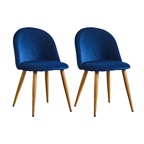 Juego de 2 sillas de comedor CLIPOP en terciopelo con respaldo, estructura de madera y patas de metal robustas, para sala de estar, cocina, oficina y restaurante