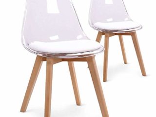 Juego de 2 sillas escandinavas Bovary Plexi, Color Blanco