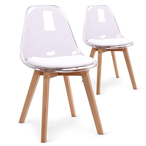 Juego de 2 sillas escandinavas Bovary Plexi, Color Blanco