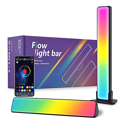 Juego de 2 smart luces LED, VARWANEO RGB smart tiras LED con 19 efectos de iluminación y 8 modos de música, lampara playstation, LED light bar para 27-45" PC, TV, Decoración de habitaciones