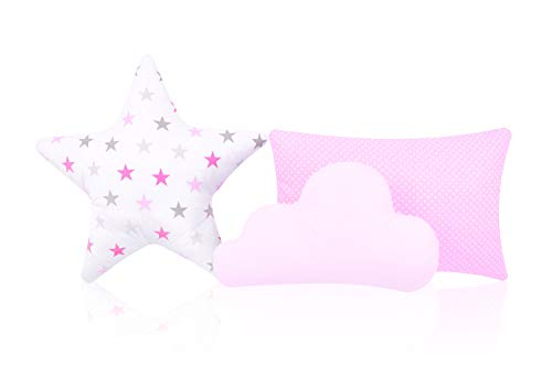 Juego de 3 cojines decorativos Amilian® con forma de estrella y nube