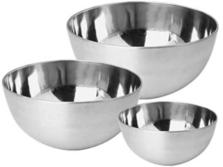 JUEGO DE 3 CUENCOS DE ACERO INOXIDABLE MATE APTO PARA LAVAVAJILLAS DIFERENTES TAMAÑOS