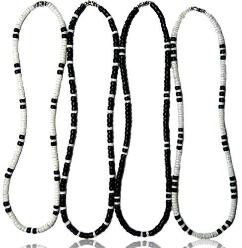 Juego de 4 carcasa Puka nativas del tesoro – Hombres y coco Bead Surfer collares # 2 – 5 mm (3/16 ")