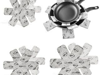 Juego de 6 protectores para ollas y cacerolas de 3 tamaños diferentes (38/36/26 cm) separadores, protectores separadores para ollas y sartenes