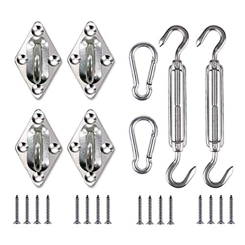 Juego de accesorios para toldos, juego de herrajes de acero inoxidable para trabajo pesado con sombrilla Sun Shade para triángulo y escuadra, rectángulo, accesorios de fijación de vela Sun Shade