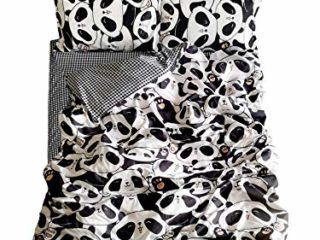 Juego de Cama para Adulto/niño Reversible de 150 x 200 cm + 2 Fundas de Almohada + 1 sábana encimera de 200 x 230 cm – Funda de edredón con Cremallera en Cuadros Panda / Wapitis Cartoon