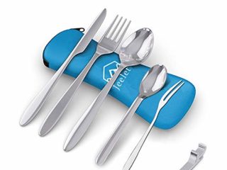 Juego de Cubiertos Acero Inoxidable para Trabajo Camping Acampada Set de Cubiertos para Llevar