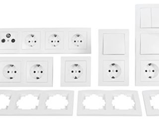 Juego de interruptores y enchufes Flair"Wohnlandschaft", 20 piezas, color blanco