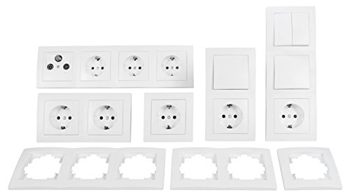 Juego de interruptores y enchufes Flair"Wohnlandschaft", 20 piezas, color blanco