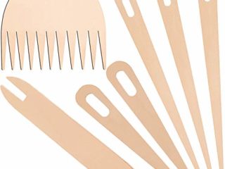 Juego de Palos de Telar de Mano de Madera, Incluyen 5 Piezas Agujas de Ganchillo de Tejer de Madera con Lanzaderas de Madera Palo de Tejer y Peine de Tejido de Madera para Artesanías de Punto DIY