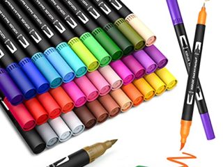 Juego de rotuladores con pincel para acuarela, 36 colores con dos puntas, rotuladores de punta fina, marcadores a base de agua