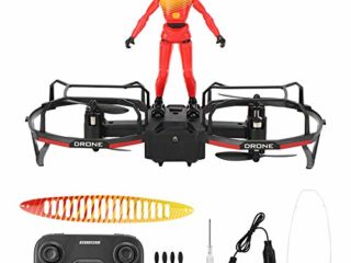 Juguete RC Drone Multifunción, 2 Ejes RC Stunt Paraglider Drone Altitude Hold Mode Drone Quadcopter(Rojo)