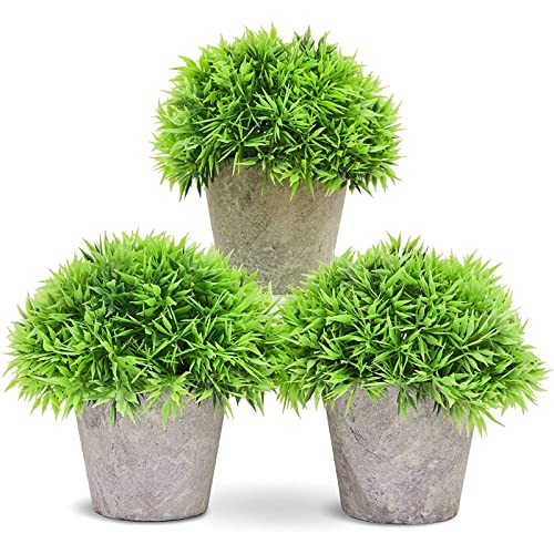 Juvale las Plantas en Maceta pequeña Artificial Temporal (3 Piezas) - diseño de Interiores, 5 x 4 Pulgadas