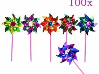JZK 100 Impermeable Foil Molinos de Viento Juguetes para los niños la Fiesta de cumpleaños favorece obsequios Gracias Regalo Relleno de Bolsas de Fiesta