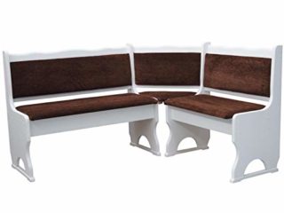 k koma Banco esquinero (madera maciza de pino, 120 x 200 cm), color blanco y marrón