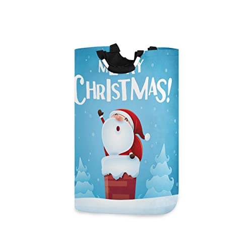 KAAVIYO Muñeco De Nieve De Navidad Árbol Azul Cesta Ropa Sucia Grande Cesto para la Colada Ronda Plegable Cubo Ropa Sucia de Tela para Guardar Almacenaje Juguetes Impermeable