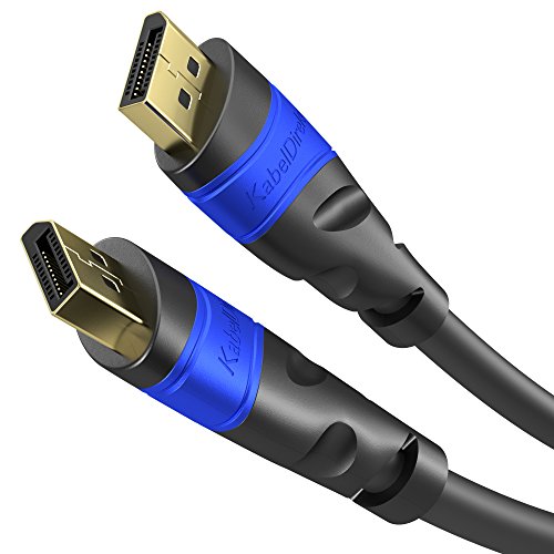 KabelDirekt – 10m Cable DisplayPort (Versión 1.2, soporta resolución de hasta 4K 60Hz, HDCP, con Tapones Dorados, para Aplicaciones Multimedia y de Juegos) Top Series