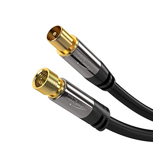 KabelDirekt – 1m Cable TV Sat (75 Ohm, HDTV, Conector F a Conector coaxial, Cable coaxial soporta HDTV, DVB-T2, DVB-C, DVB-S, TV y Radio) Pro Series