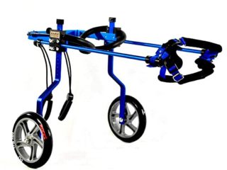 KAJILE Dos Ruedas Azules Ajustables Silla de Ruedas para Perros de Chapado de Aluminio para rehabilitación de Patas traseras de Perros discapacitados