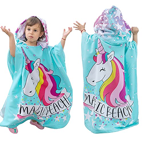 KAKU NANU Poncho Toalla Bebe niño niña, Exquisito patrón Toalla Playa niña niño Bebe absorbentes Toalla Piscina niña Toalla Capucha niño