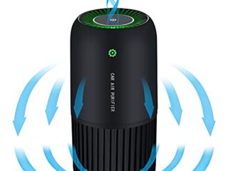 KANINO Mini Purificador de Aire con Rayos Ultravioleta, Purificador de Aire con Filtro HEPA Silencioso con 3 Modos y Luz Nocturna para Coche y Oficina, Elimina Polvo, Polen, Humo, Olor, PM2.5 - Negro