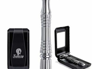 Kanzy Maquinilla de Afeitar Clasica de Doble Filo para Hombre y Mujer Afeitado Manual Safety Razor, Set de Afeitado con Espejo Integrado Adecuado para Todos Cuchilla de Afeitar Clasica