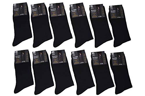 Karl Loven - Lote de 12 pares de calcetines con puntadas en hilo de Escocia (100 % algodón, talla 39-42, 43-46, 47-49), Pack 12 Noires, 43-46