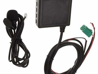 KASER Cable AUX Bluetooth Compatible para Renault Clio Espace Kangoo Koleos Laguna Megane Modus Scenic Twingo Autoradio 2005-2012 Update List Conector Mini ISO Micrófono con Llamadas Manos Libres