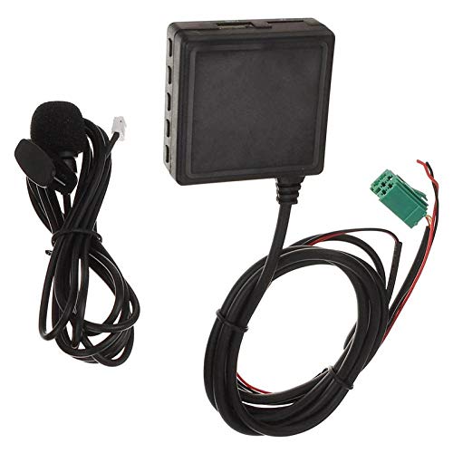 KASER Cable AUX Bluetooth Compatible para Renault Clio Espace Kangoo Koleos Laguna Megane Modus Scenic Twingo Autoradio 2005-2012 Update List Conector Mini ISO Micrófono con Llamadas Manos Libres