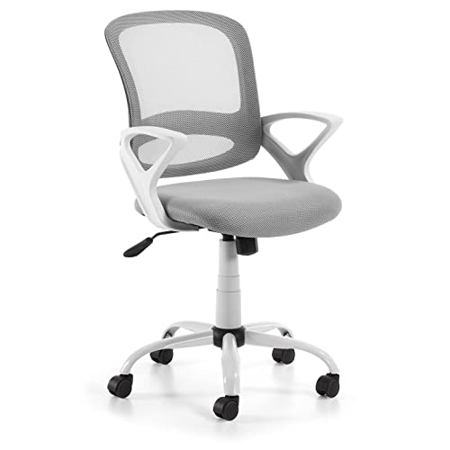 Kave Home - Silla de Escritorio Tangier Gris con reposabrazos y Ruedas