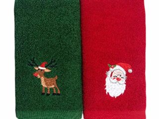 Keemov Juego de 2 toallas de mano navideñas extra absorbentes y suaves, 100% algodón puro, toallas decorativas para el baño